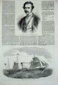 Old Antique Print 1851Cunard United States Mail Ship Africa Austin Layard 19th