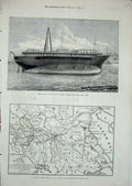 Old Antique Print 1880 Greek Map Epirus Thessaly Livadia Ship Elders Dock 19th