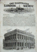 Old Antique Print 1855 Carlton Club House Pall-Mall London Architecture 19th