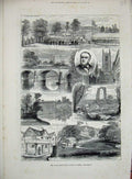 Old Antique Print 1881 Derby Amen Alley Chatsworth Dale Abbey Mayor Show 19th