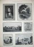 Old Antique Print 1888 Missolonghi Hucknall Church Newstead Abbey Byron 19th