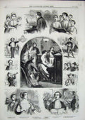 Original Old Antique Print 1859 Opera Singer Harmonic Society Organist Musician