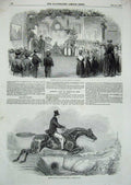 Original Old Antique Print 1852 Horse Jumping Kensal-Green Vintry Ward Schools