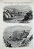 Old Antique Print 1859 Banchory House Aberdeen Thomson Dunnottar Castle 19th