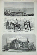 Old Antique Print 1873 Owens College Manchester Morocco Tangier Bay Ship 19th
