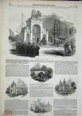 Old Antique Print 1848 Marischal College Cathedral Scotland Aberdeen Ship 19th