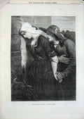Old Antique Print 1870 Scene Conscript'S Departure Romance Lady Man Art 19th