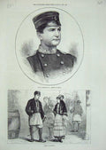 Old Antique Print War Milan Obrenovics Prince Bervia 1872 People Servia 19th