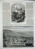 Original Old Antique Print 1864 Abergeldie Scotland Highland Residence Prince