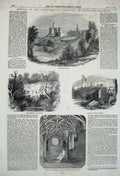 Original Old Antique Print 1852 Chapel Priory Church Tynemouth Warkworth Castle