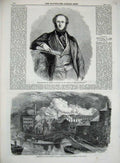 Old Antique Print 1859 Lord Ravensworth Mundella'S Hosieyr Factory River 19th