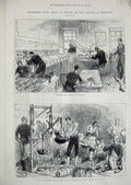 Original Old Antique Print 1880 Electrical Room Fort Monckton Siers Portsmouth