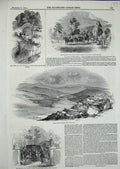 Original Old Antique Print 1844 Queen Prince Albert Blair Athol Church Fender