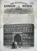 Original Old Antique Print 1861 West Screen Exeter Cathedral Archaeological