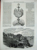 Old Antique Print 1864 Queen'S Cup Prize Cowes Isle Wight Music Pavilion 19th