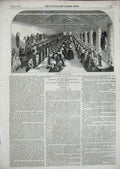 Original Old Antique Print 1851 Slitting Room Pens Manufacture Women Factory