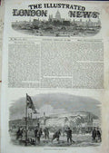 Original Old Antique Print 1855 Curling Match Montreal Canada Sport Men 19th