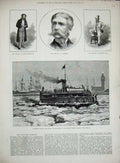 Old Antique Print 1881 Liverpool Mersey Ferry Ice Lord Dundreary Theatre 19th