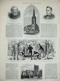 Original Old Antique Print 1882 Trinity Church Jerusalem Kent Crawford Aberdeen