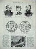 Original Old Antique Print 1883 Duke Canal Irwell Medal Prince Germany Siers