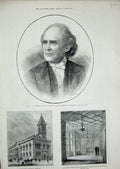 Original Old Antique Print 1880 Jenkins Wesleyan Kingstown Ireland Crane-Court