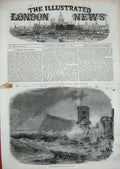 Original Old Antique Print 1856 Sea Storm Dover Ship Wrecks Houses Fine Art
