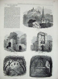 Original Old Antique Print Warkworth Bridge Chapel Hermitage Castle 1831 19th