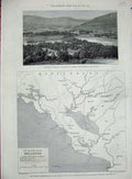 Original Old Antique Print 1880 Scotland Castleton Braemar Morrone Map Dulcigno