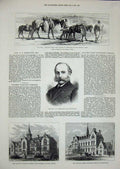 Original Old Antique Print Fremantle 1876 War Servian Army Westminster Schools