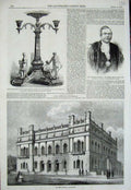 Original Old Antique Print 1857 Townhall Balckburn Plate Calcutta Sheriff Mechi