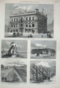 Old Antique Print 1873 Bradford Mechanics Liverpool School Vinery Farming 19th