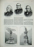 Original Old Antique Print 1883 Antwerp Statue Rhine Collier Collinson Cole Men