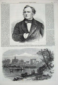 Old Antique Print 1865Benjamin Guinness Bishop College Lennoxville Canada 19th