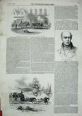 Original Old Antique Print 1845 Sir Thomas Potter Ireland Transport Horses Cart