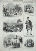 Old Antique Print Queen Scotland 1844 Cupar Angus Blair Athol Church Arch 19th