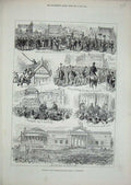 Original Old Antique Print 1877 Fine Art Gallery Liverpool Lord Derby Town Hall