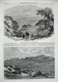 Original Old Antique Print Braemar Invercauld Arms 1864 Lochnagar Scotland Art