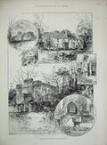 Original Old Antique Print 1892 Somersby Lord Tennyson Manor Church Rectory