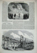 Old Antique Print 1858 Italian Salamander Cremorne Kirkstall Abbey Leeds 19th