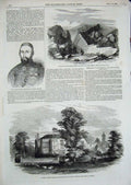 Old Antique Print 1856 Fuad Pacha Crimea Tumulus Church Yeovil Somerset 19th