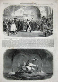 Original Old Antique Print Pancake Westminster School 1859 Bleroie Castle Ship