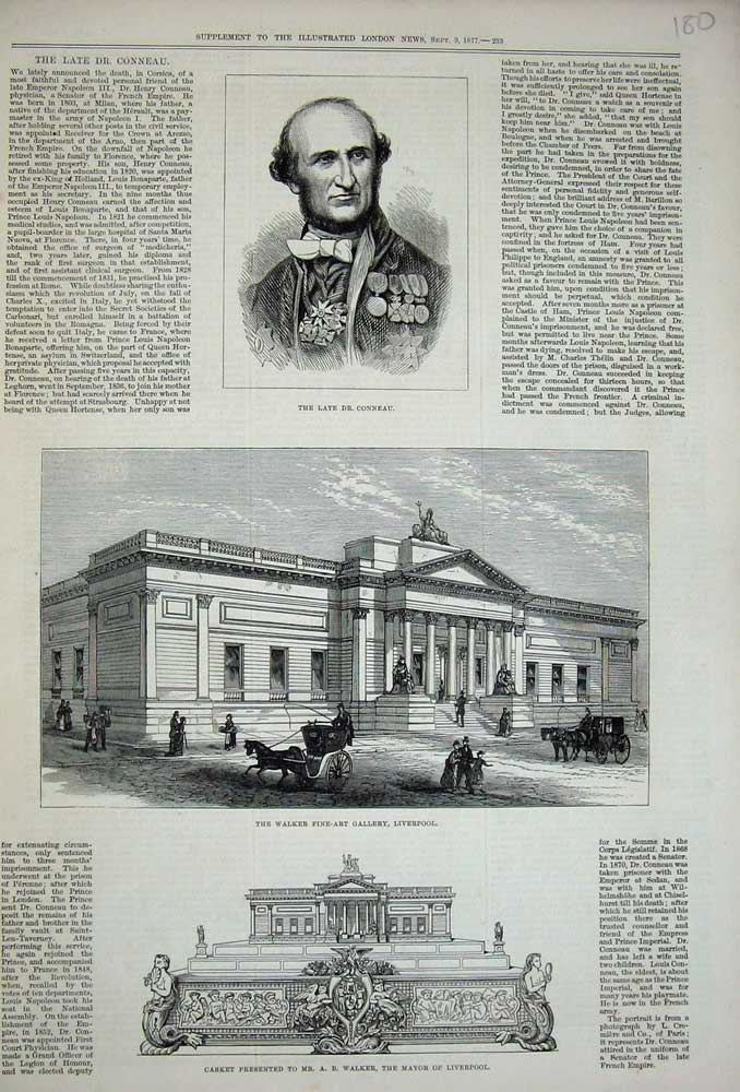 Original Old Antique Print 1877 Dr Conneau Walker Art Gallery Liverpool Casket