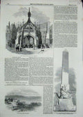 Old Antique Print 1853 Poultry Cross Salisbury Seaham Hall Monument Kent 19th