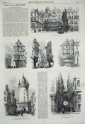 Original Old Antique Print 1865 Frankfort-On-The-Main Eschenheimer Tower Juden
