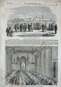 Old Antique Print Dinner Royal Masonic Institution Boys 1856 Novara Army 19th