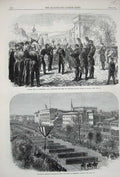 Original Old Antique Print 1865 General Burgoyne Tower London President Lincoln