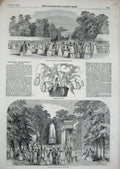 Original Old Antique Print 1850 Royal Well Pump Plant Horticultural Cheltenham