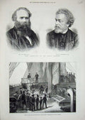 Old Antique Print 1876 Clyde Training Ship Cumberland Aurora Woodington 19th