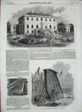 Old Antique Print 1857 Haddo House Earl Aberdeen Caisson India Dock Ship 19th