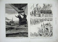 Old Antique Print 1876 Balloon Ville Calais Durouf Ghent Spanish Antwerp 19th
